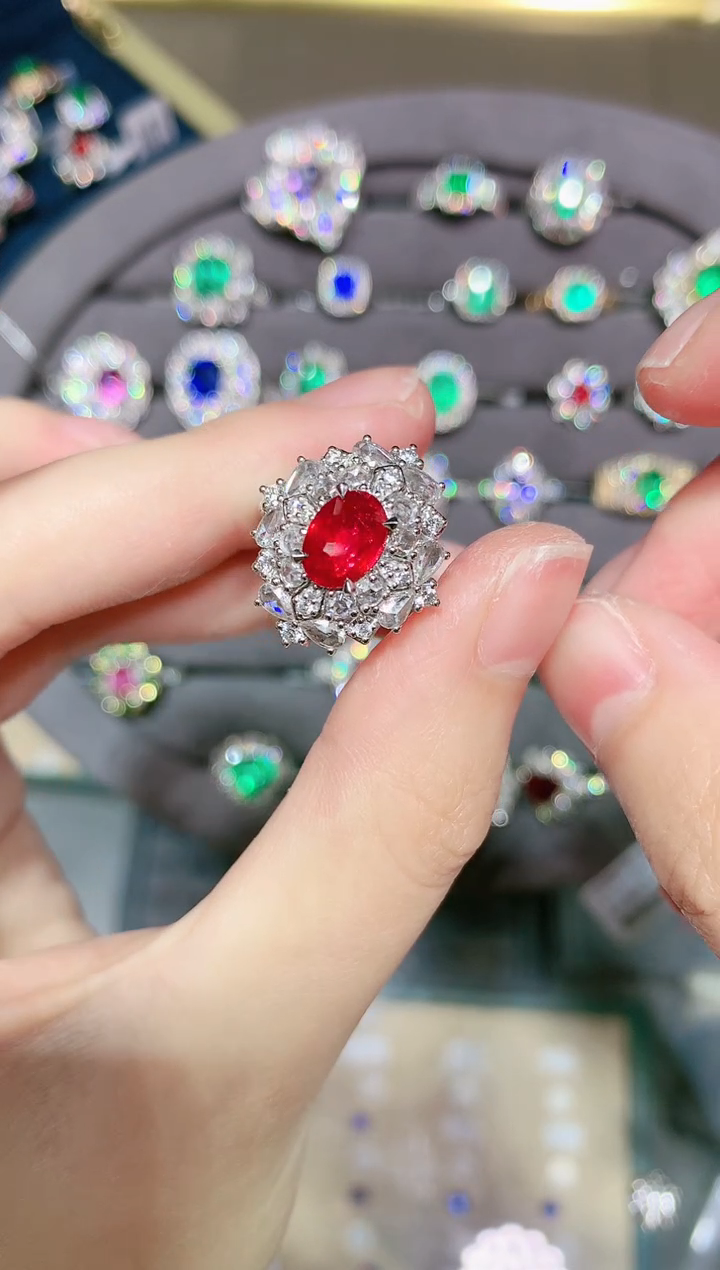 【闪购商品】红宝石戒指铂Pt950镶嵌2.0CT  无烧鸽血红