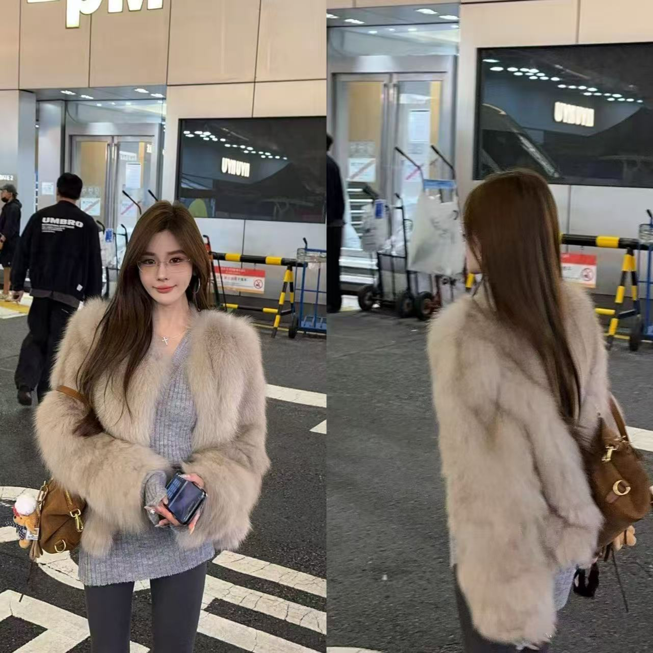 米娜家【云朵奶狐】奶灰色狐狸皮草外套