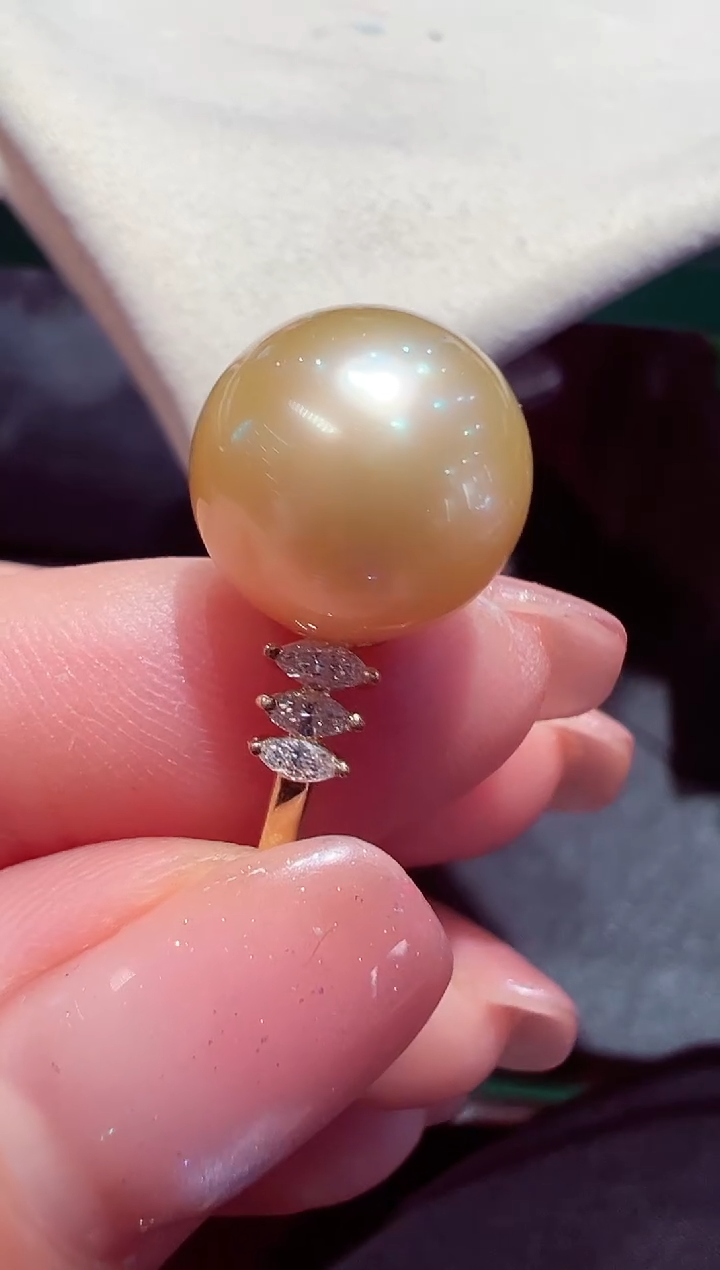 【闪购商品】海水珍珠戒指18K金镶嵌金珍珠戒指