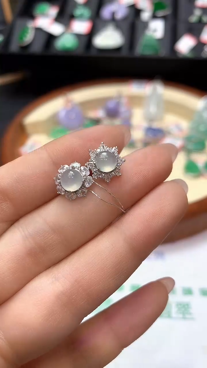 【闪购商品】翡翠耳钉未镶嵌天然A货翡翠