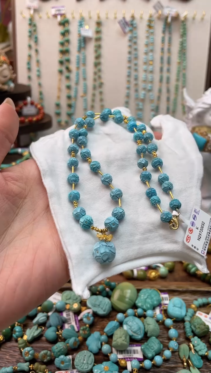 【闪购商品】绿松石颈饰18K金镶嵌编号96