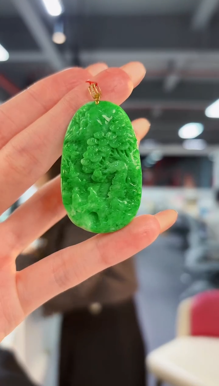 【闪购商品】翡翠颈饰18K金镶嵌缅料A货/支持复检/一件