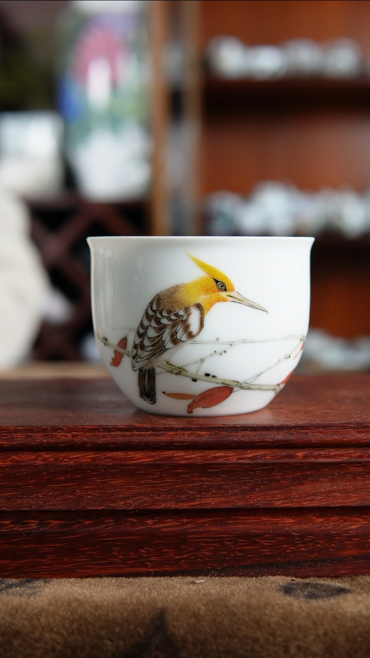 【闪购商品】其他釉下五彩玉泥花鸟主人杯