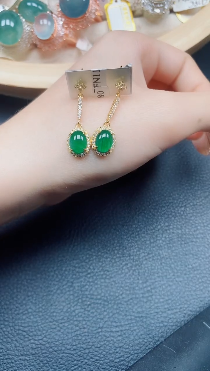 【闪购商品】翡翠耳饰银S925镶嵌翡翠