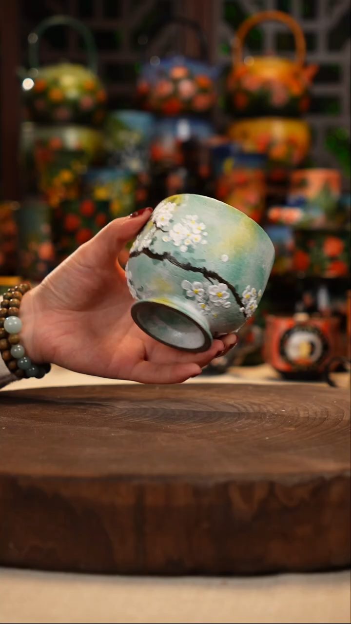 紫砂油画手绘釉下彩