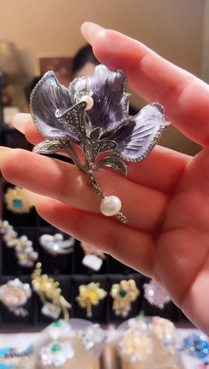 合成立方氧化锆铜合金紫瓣兰心