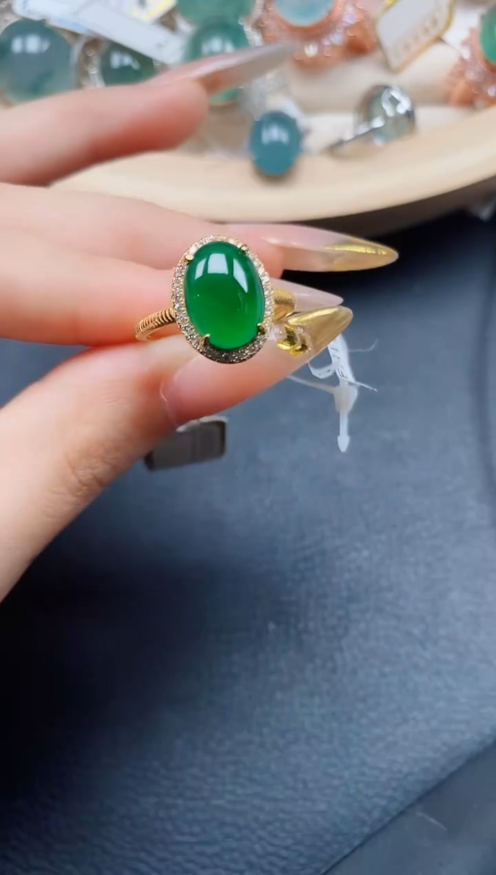 【闪购商品】翡翠戒指银S925镶嵌翡翠