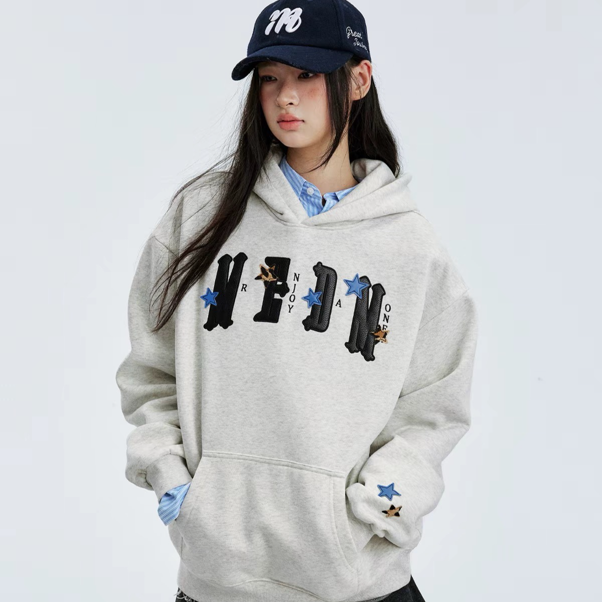 ME星星贴皮加绒卫衣男女同款