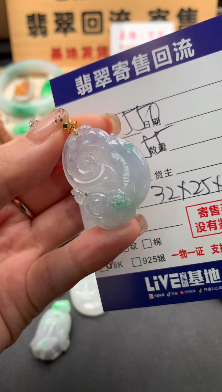 翡翠18K金镶嵌颈饰10128904