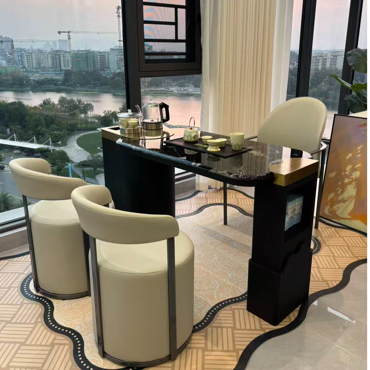 超晶石茶桌椅组合烧水壶一体嵌入式2024新款2025款网红阳台茶台