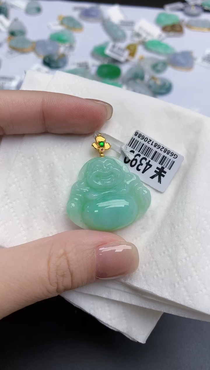 【闪购商品】翡翠颈饰18K金镶嵌天然缅甸翡翠A货