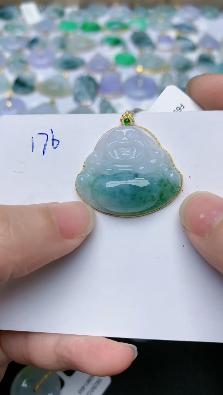 【闪购商品】翡翠颈饰18K金镶嵌天然翡翠A货    
