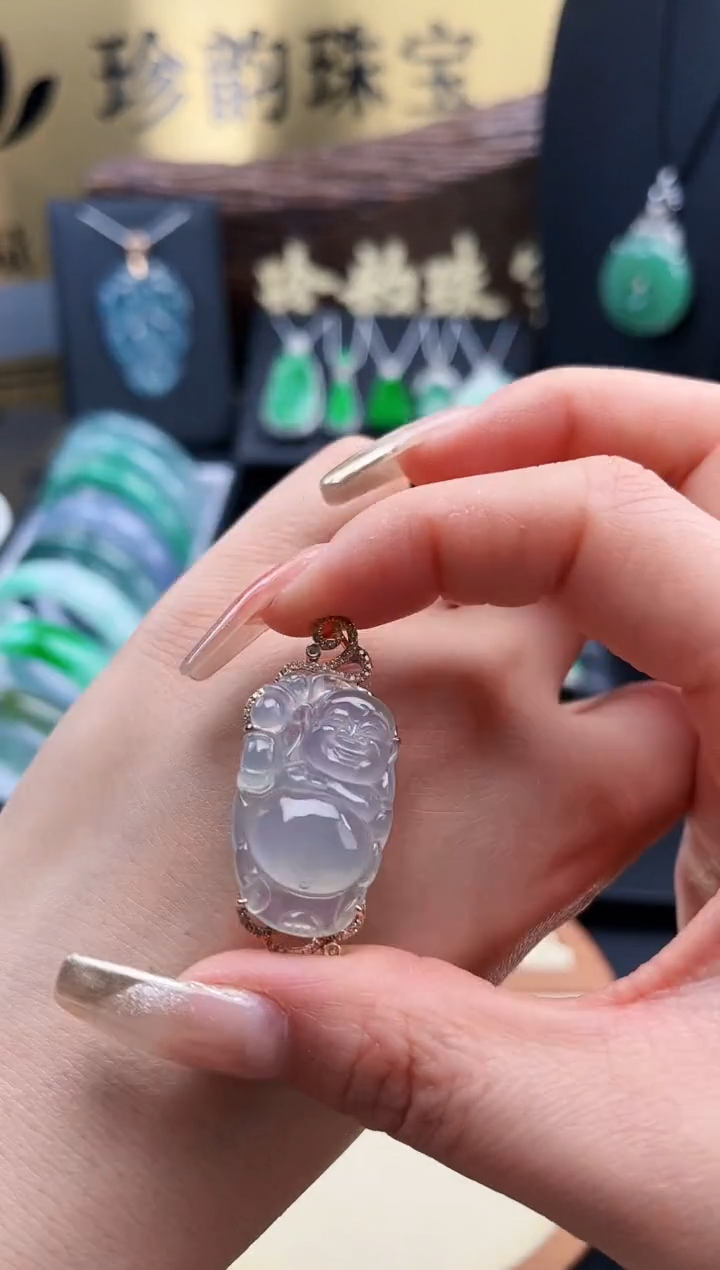 【闪购商品】翡翠颈饰18K金镶嵌吊坠