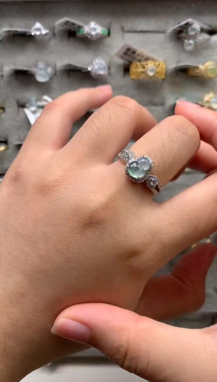 银S925镶嵌戒指翡翠1