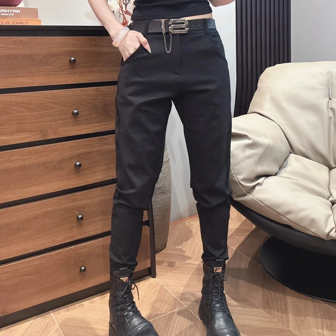 【DT】8018新款秋款长裤罗马棉小哈伦裤带腰带 (超显瘦赠送腰带)