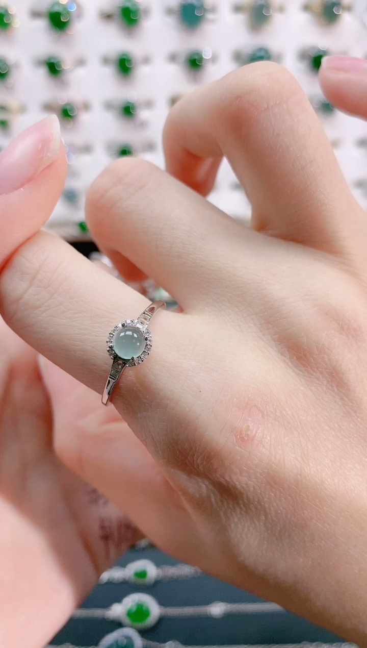 【闪购商品】翡翠戒指银S925镶嵌天然翡翠