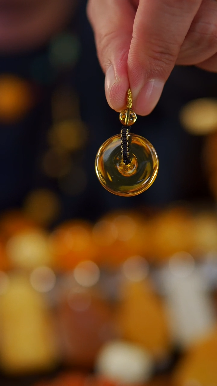 【闪购商品】蜜蜡裸石18K金镶嵌净水蓝珀平安扣4.24