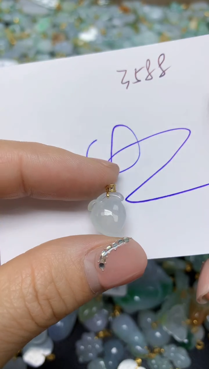 【闪购商品】翡翠挂件18K金镶嵌 天然翡翠A货