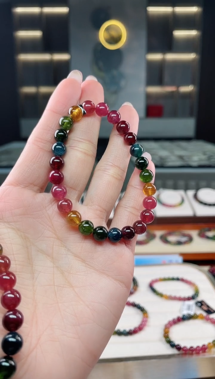未镶嵌老矿碧玺单圈手串7mm+碧玺（多样性发一条）T