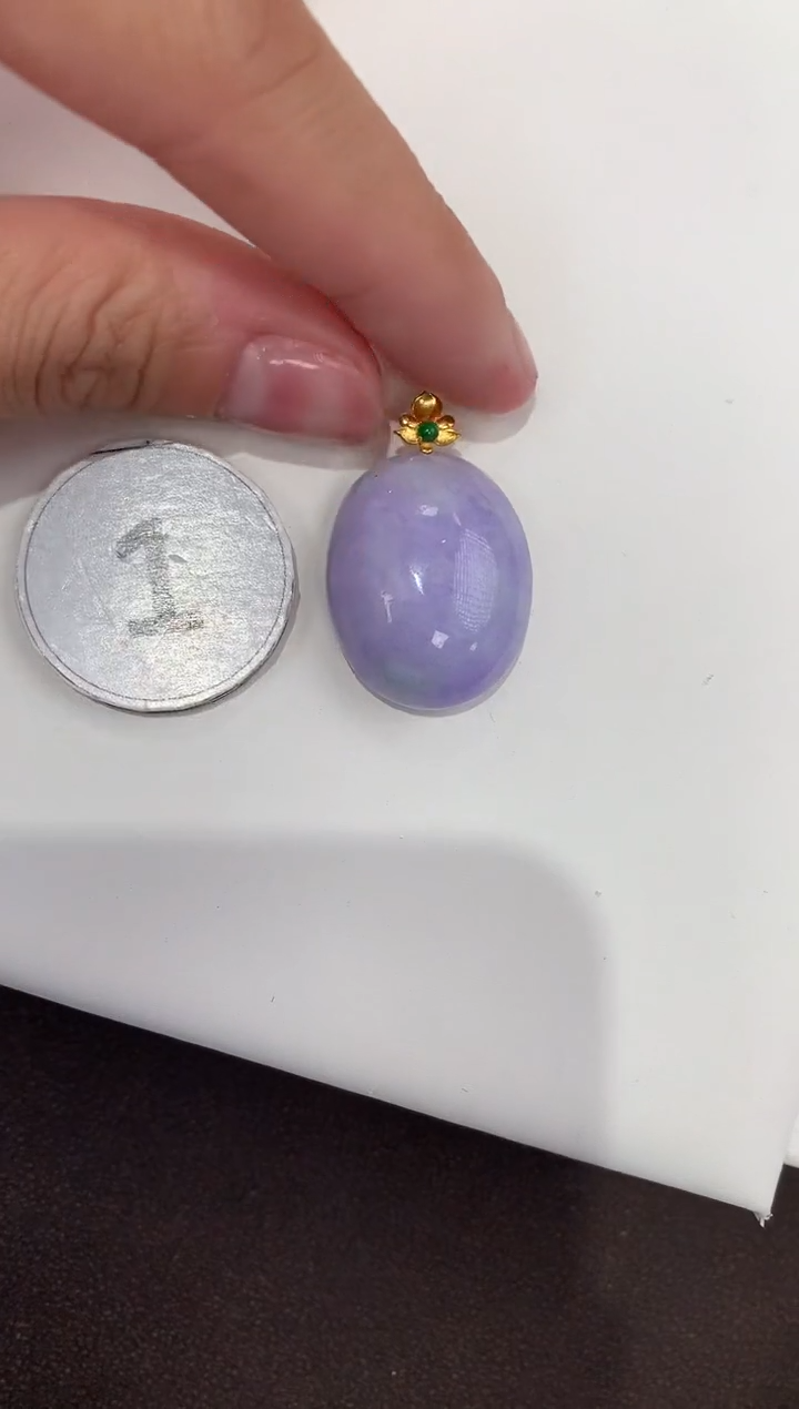 颈饰18K金镶嵌翡翠天然缅甸a货翡翠