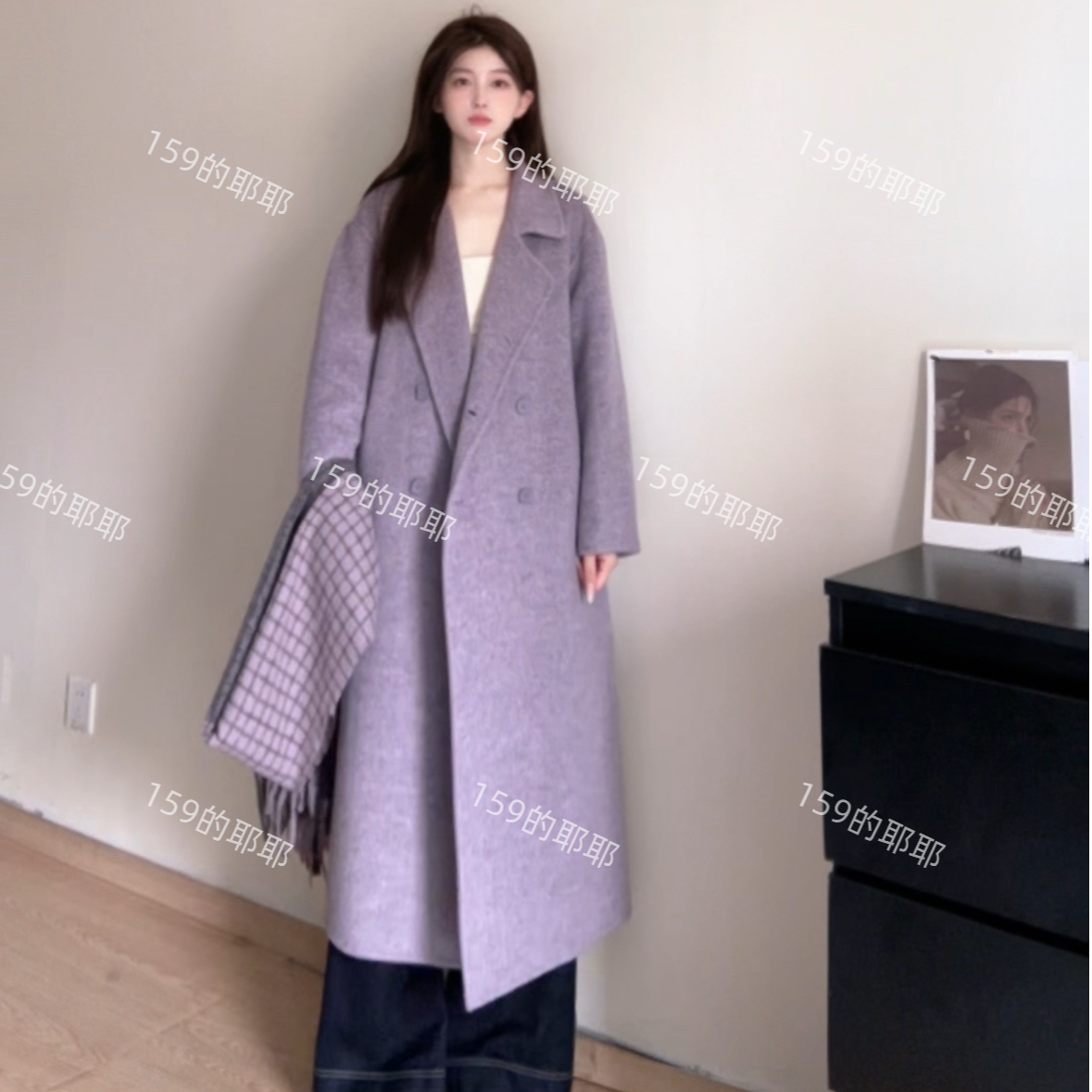 伊迪卡双面羊毛大衣韩系毛呢外套女小个子秋冬时尚百搭休闲中长款