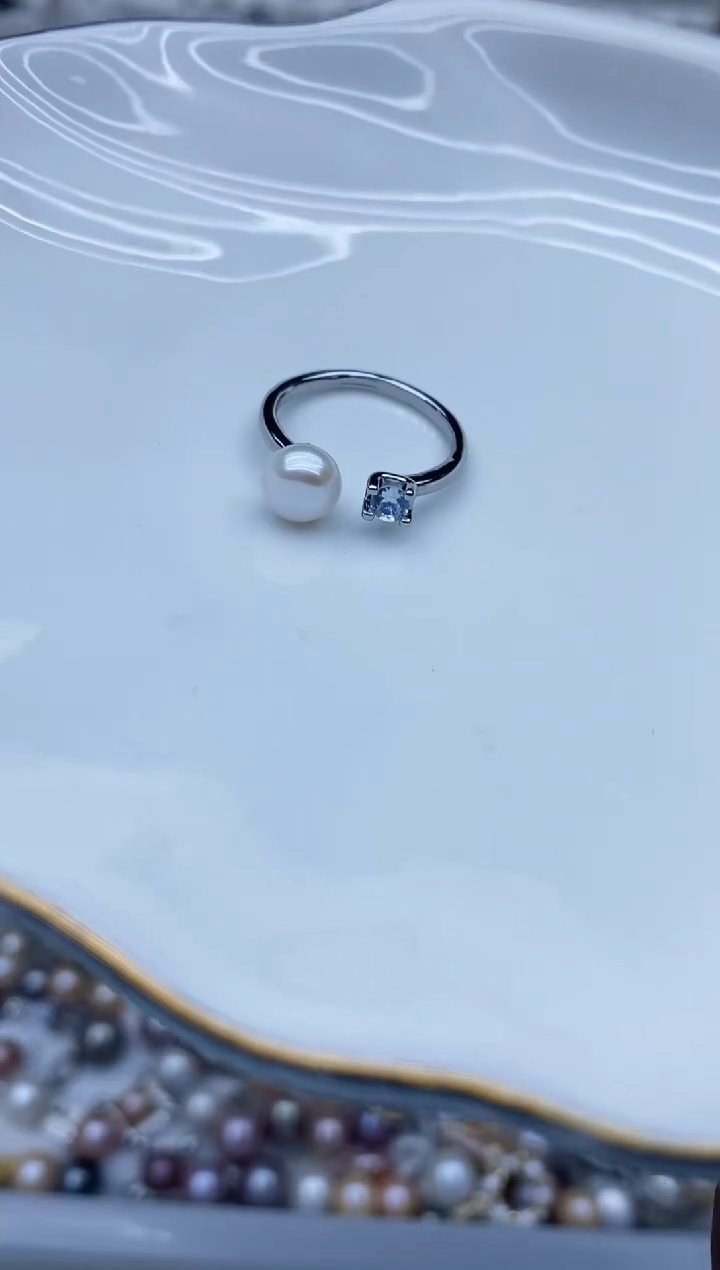 未镶嵌戒指淡水珍珠戒指
