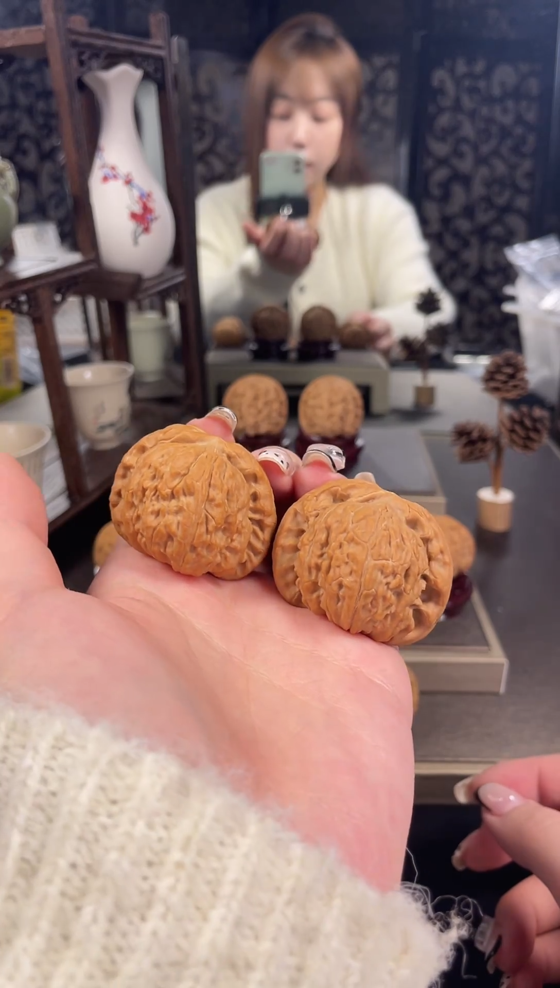 【闪购商品】文玩核桃把件白狮子43尺-15