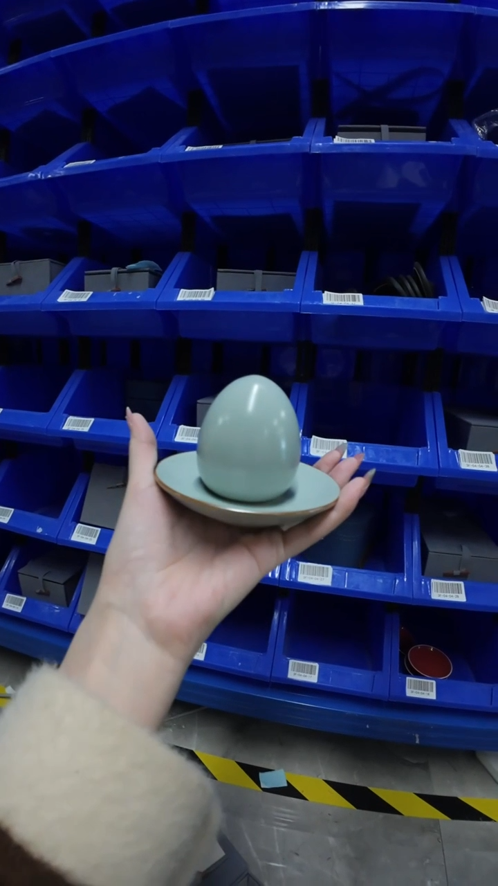 【天青】【汝窑茶叶蛋茶宠+杯垫】【13西泠礼盒】