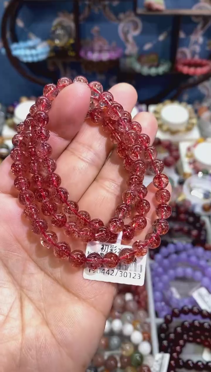 【闪购商品】水晶手串未镶嵌金草莓多圈6+