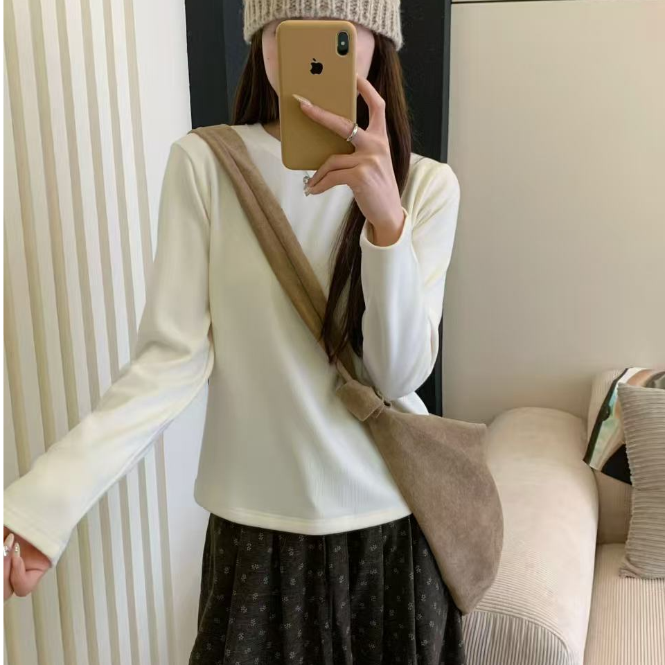 2025冬季新款时尚百搭休闲女装打底衫磨毛女装长袖透气3033