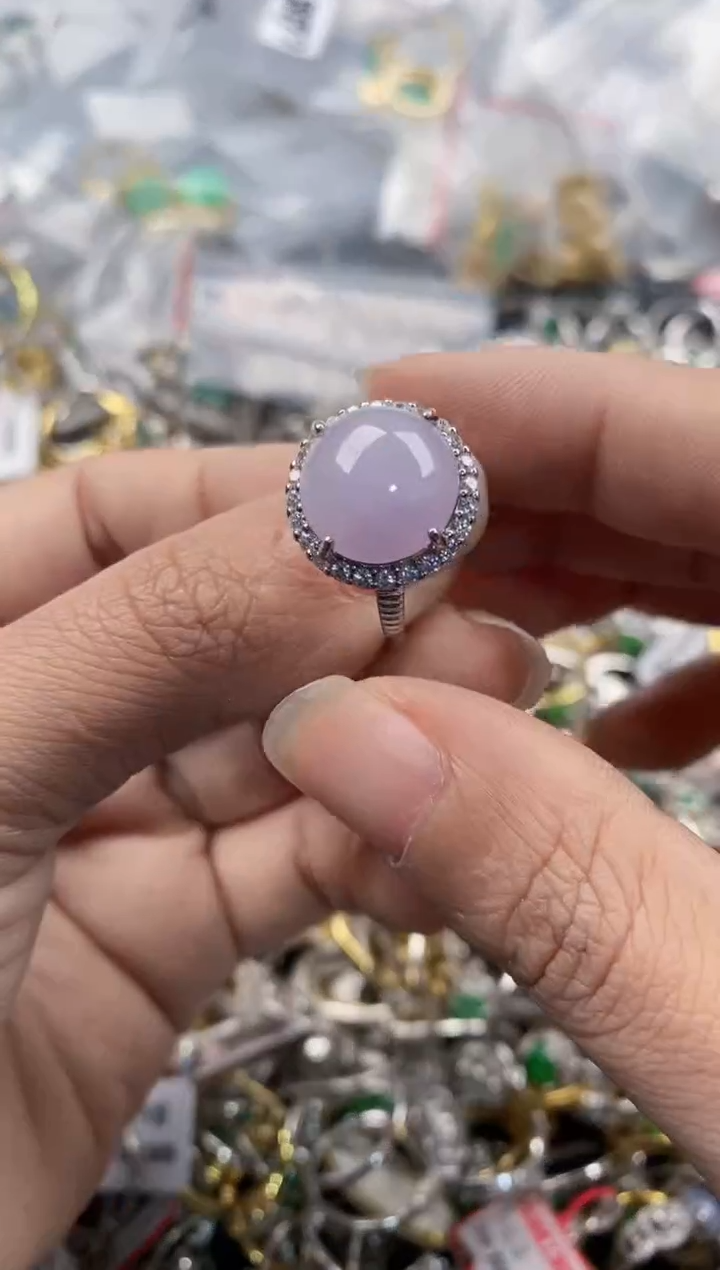 银S925镶嵌戒指翡翠444---3