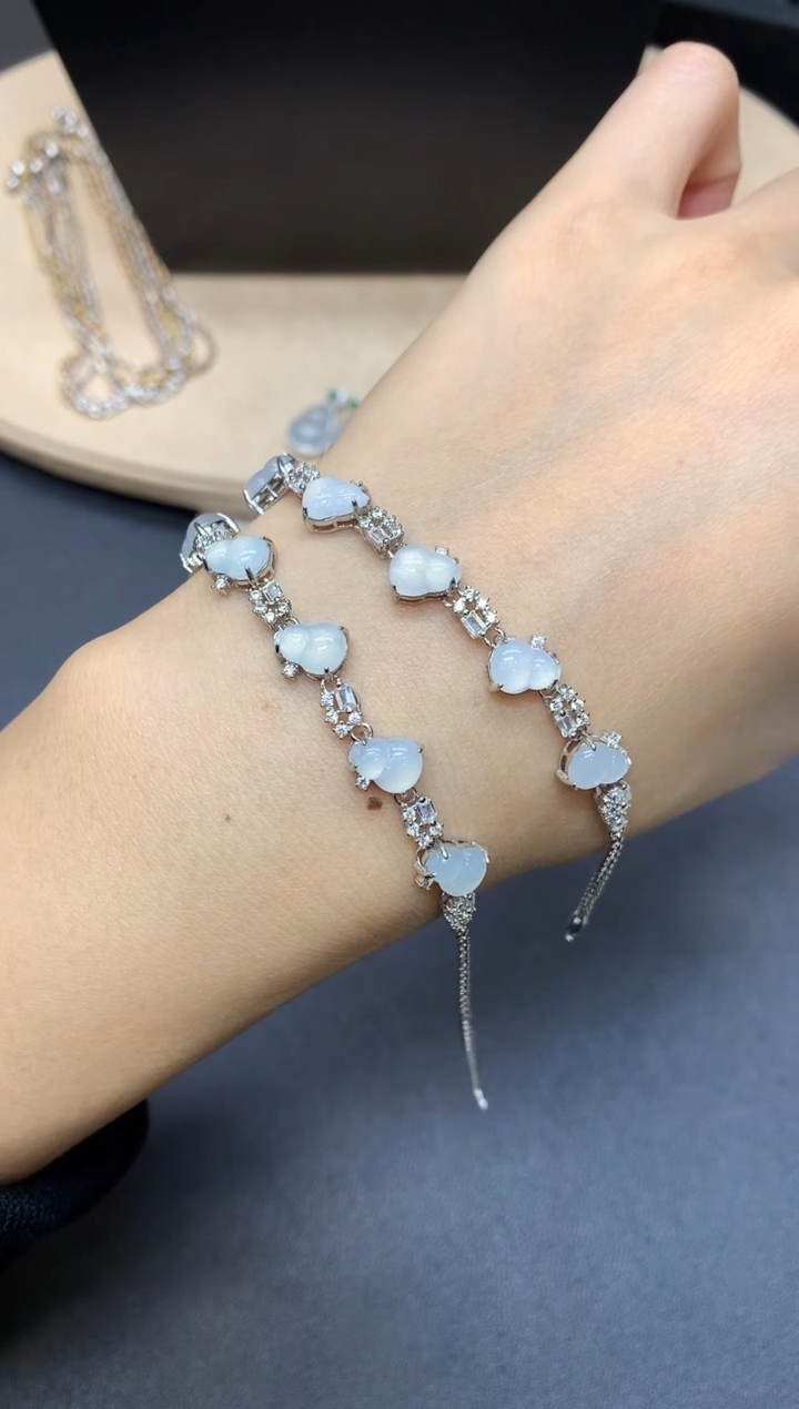 【闪购商品】翡翠手链银S925镶嵌葫芦【多样性发其一】