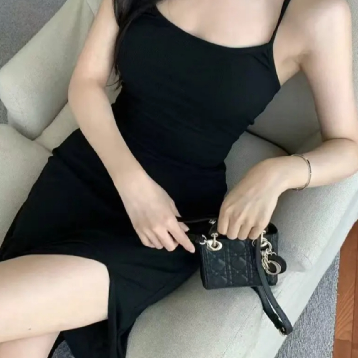 【清货】吊带连衣裙女收腰紧身包臀开叉内搭气质性感长裙DD017