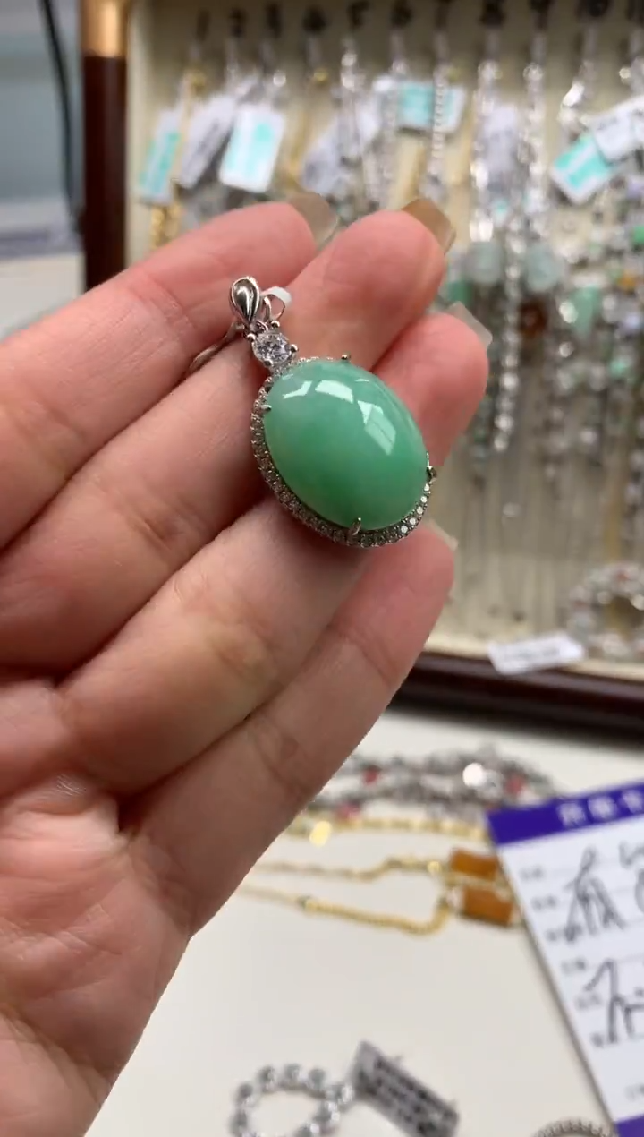 银S925镶嵌戒指翡翠吊坠30