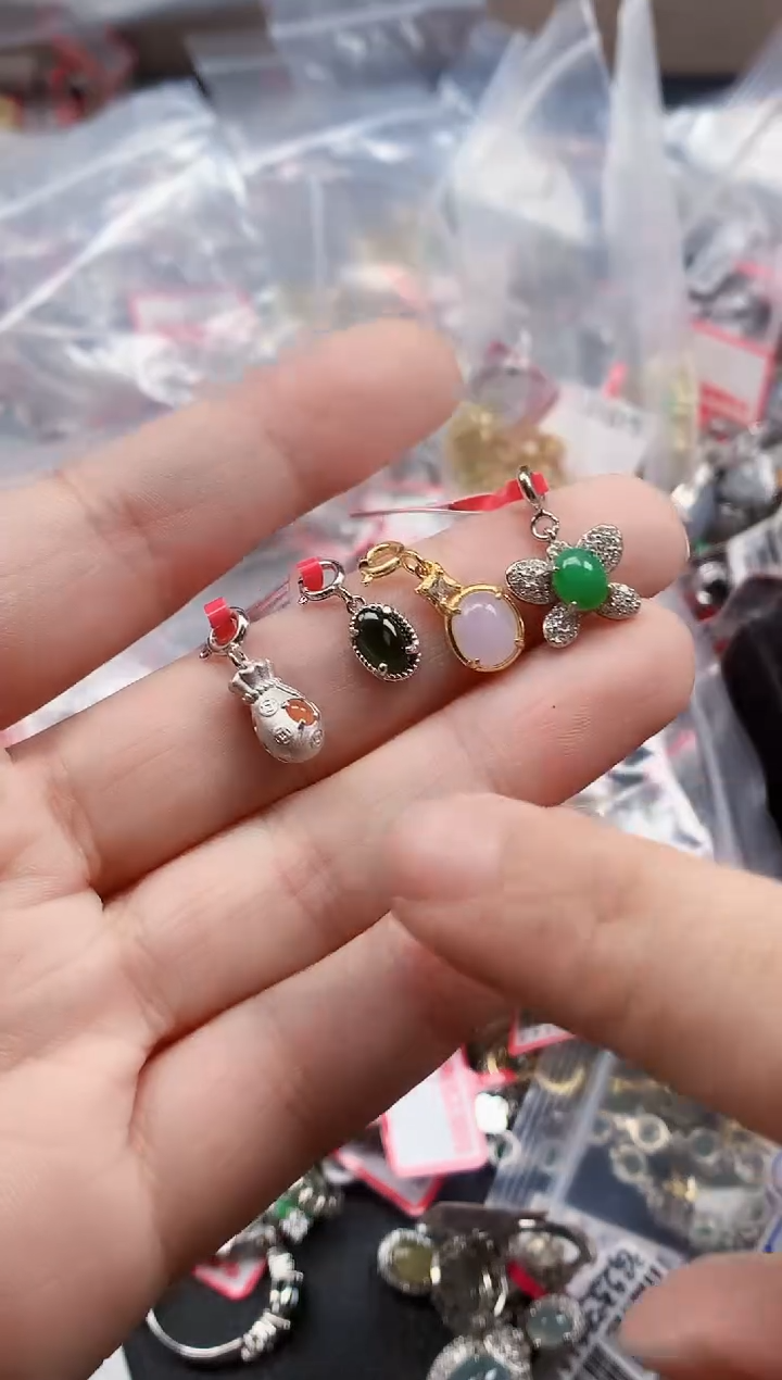 银S925镶嵌戒指翡翠天然A货缅甸翡翠