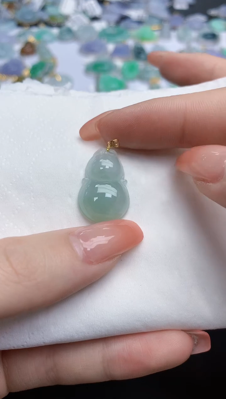 【闪购商品】翡翠颈饰18K金镶嵌天然缅甸翡翠A货