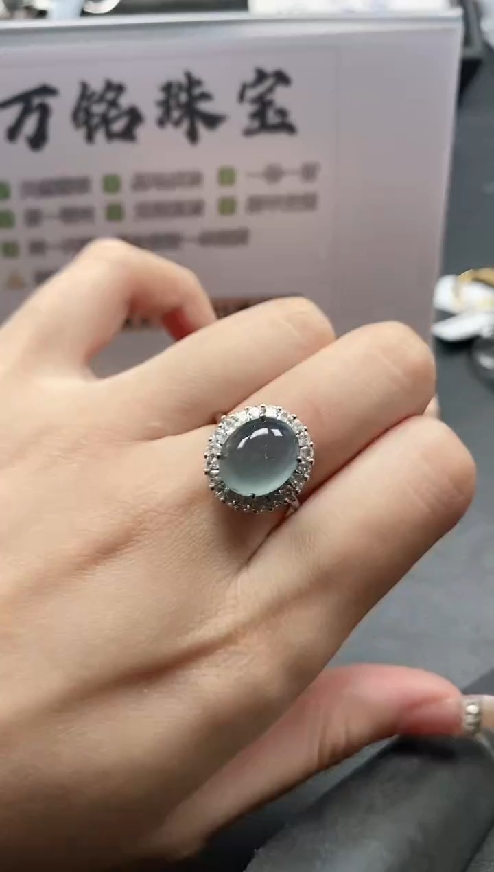 银S925镶嵌戒指翡翠51511