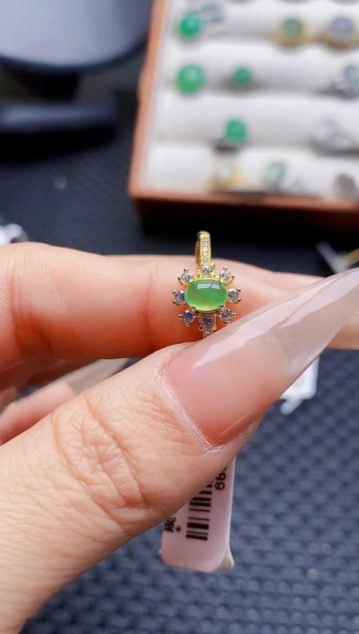 银S925镶嵌戒指翡翠4178