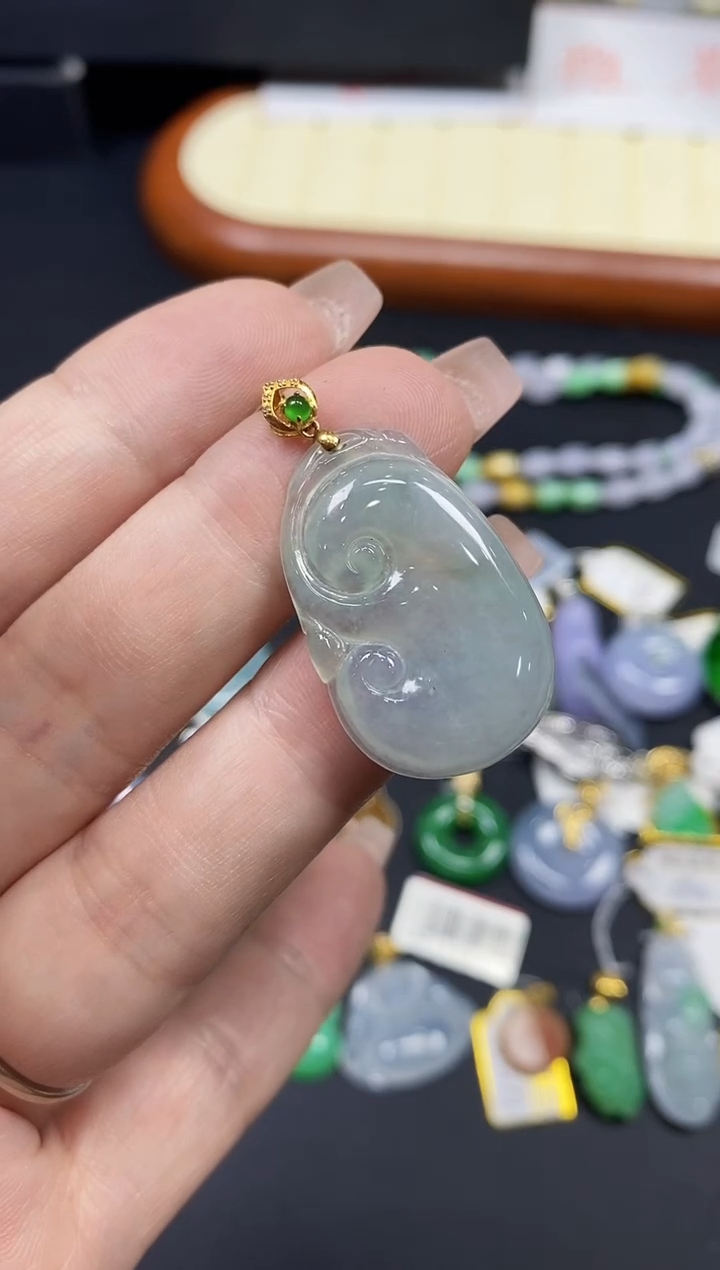 套链18K金镶嵌翡翠如意18K金扣镶嵌@@CMT