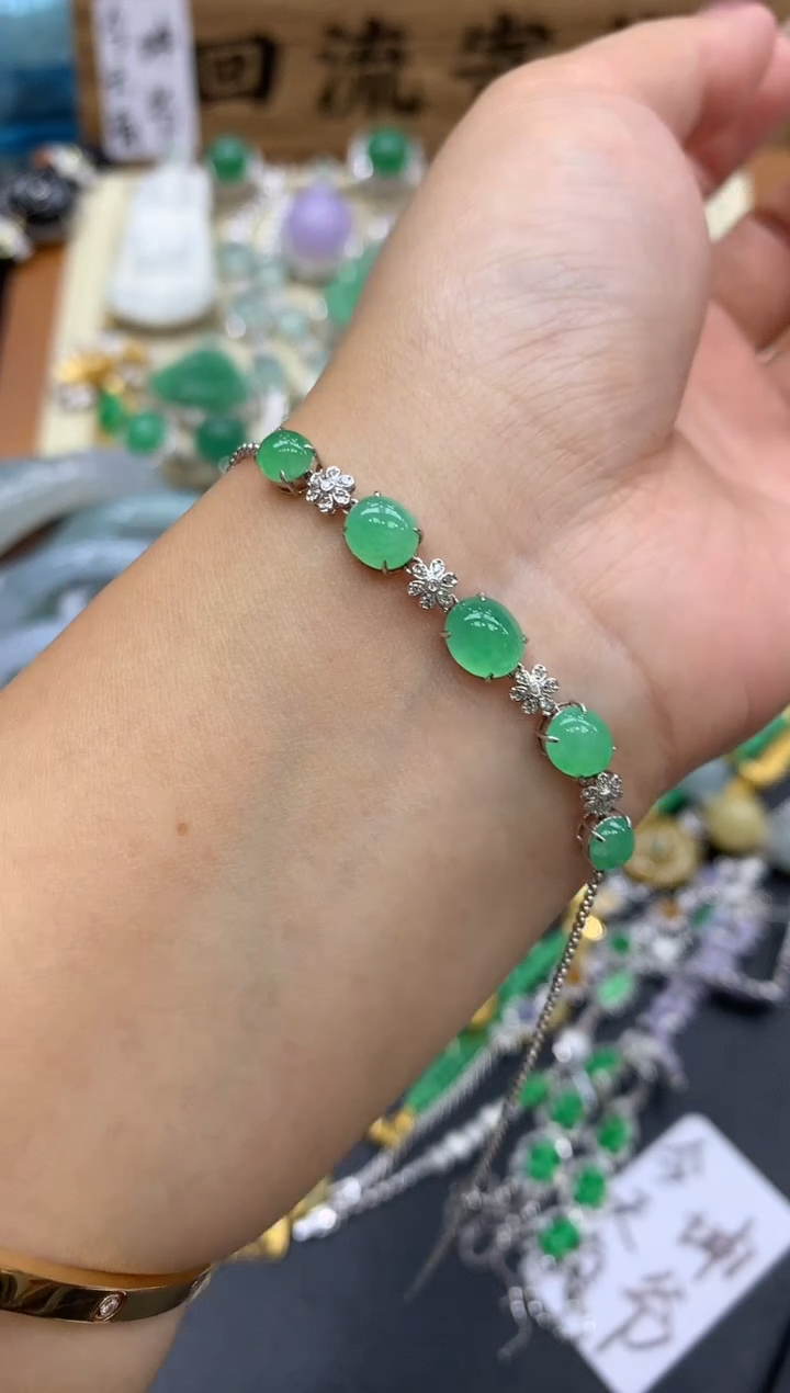 【闪购商品】翡翠手链18K金镶嵌372-中国好珍宝