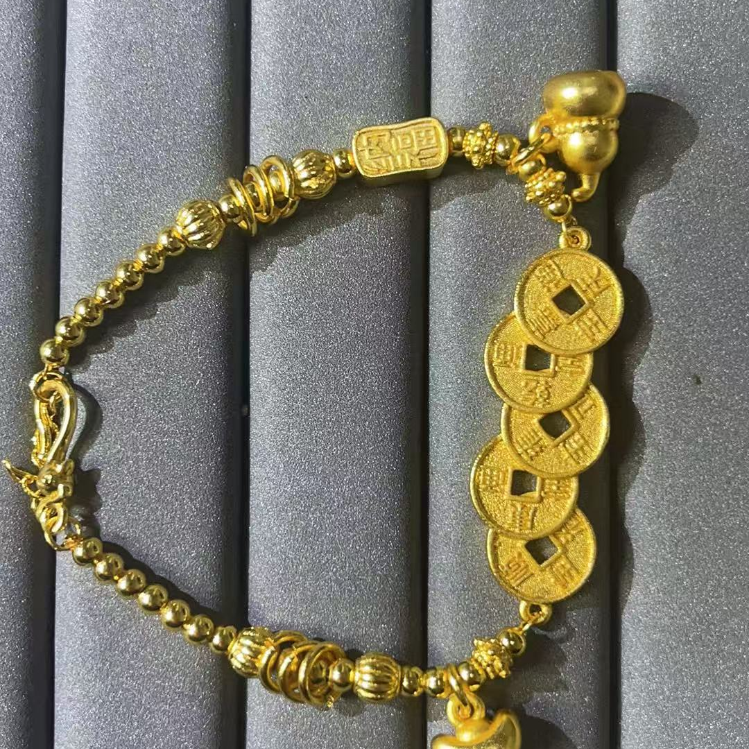 宝阁甄选黄五币手链247