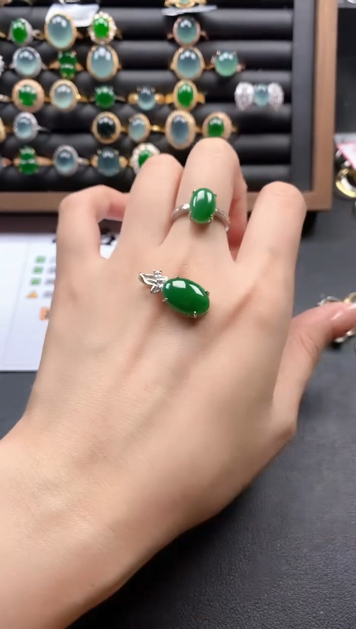 银S925镶嵌戒指翡翠51151