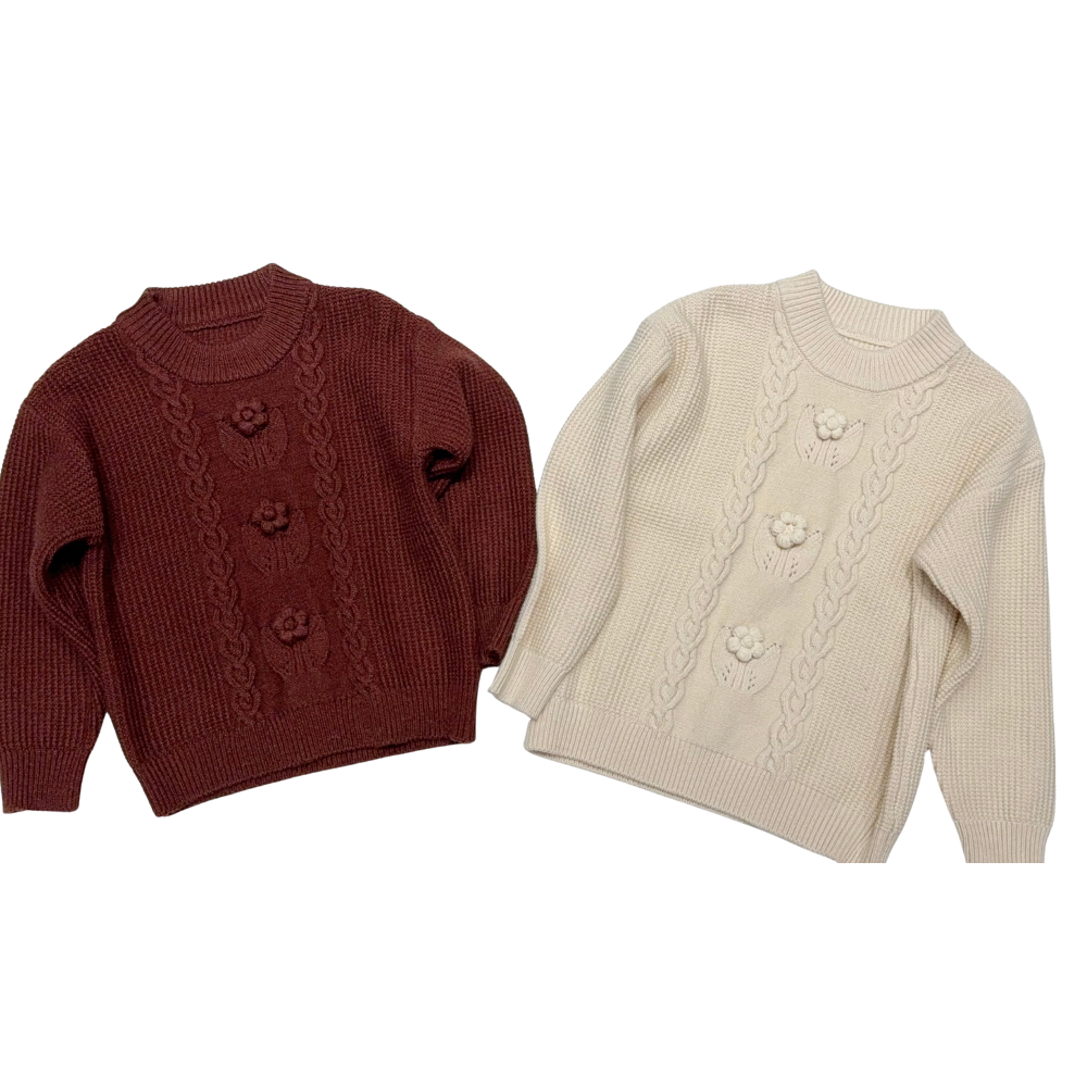 纯色厚款针织衫儿童麻花打底毛衣毛衫套头女童