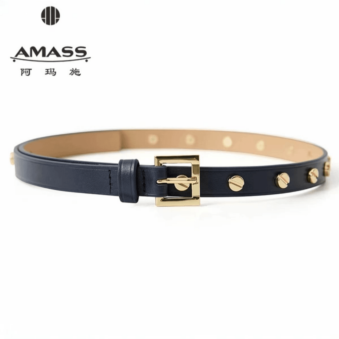 AMASS/阿玛施新款时尚百搭圆形装饰钉方扣皮带腰带服装配饰590050