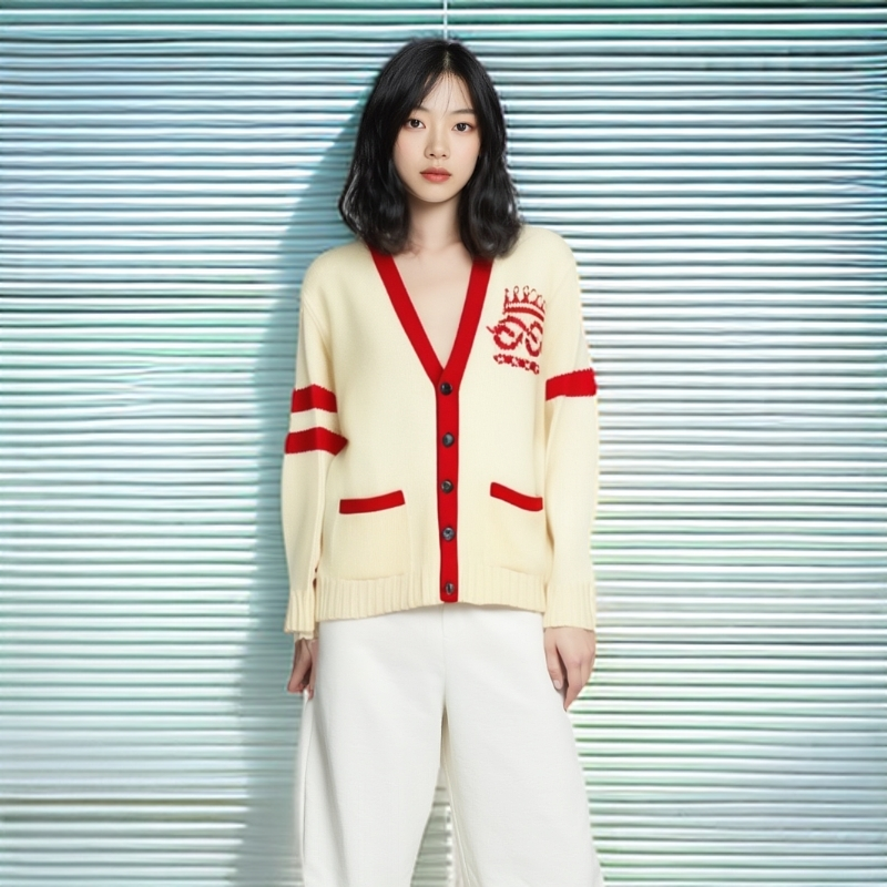 99新 GUCCI/古驰 /开衫/双G刺绣羊毛针织开衫/女款/M码/0001355