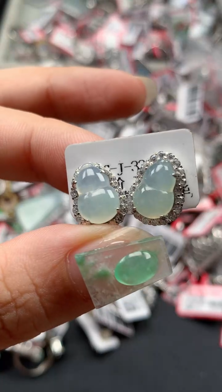银S925镶嵌戒指翡翠天然A货缅甸翡翠