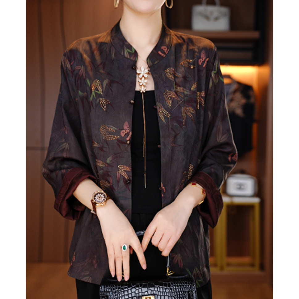 春夏衬衫女时尚显瘦优雅洋气气质休闲印花百搭衬衫V25Q531