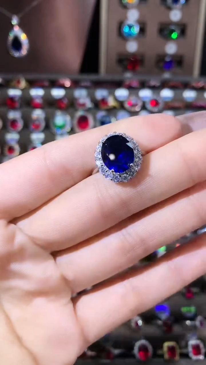 无925银皇家蓝色戒指