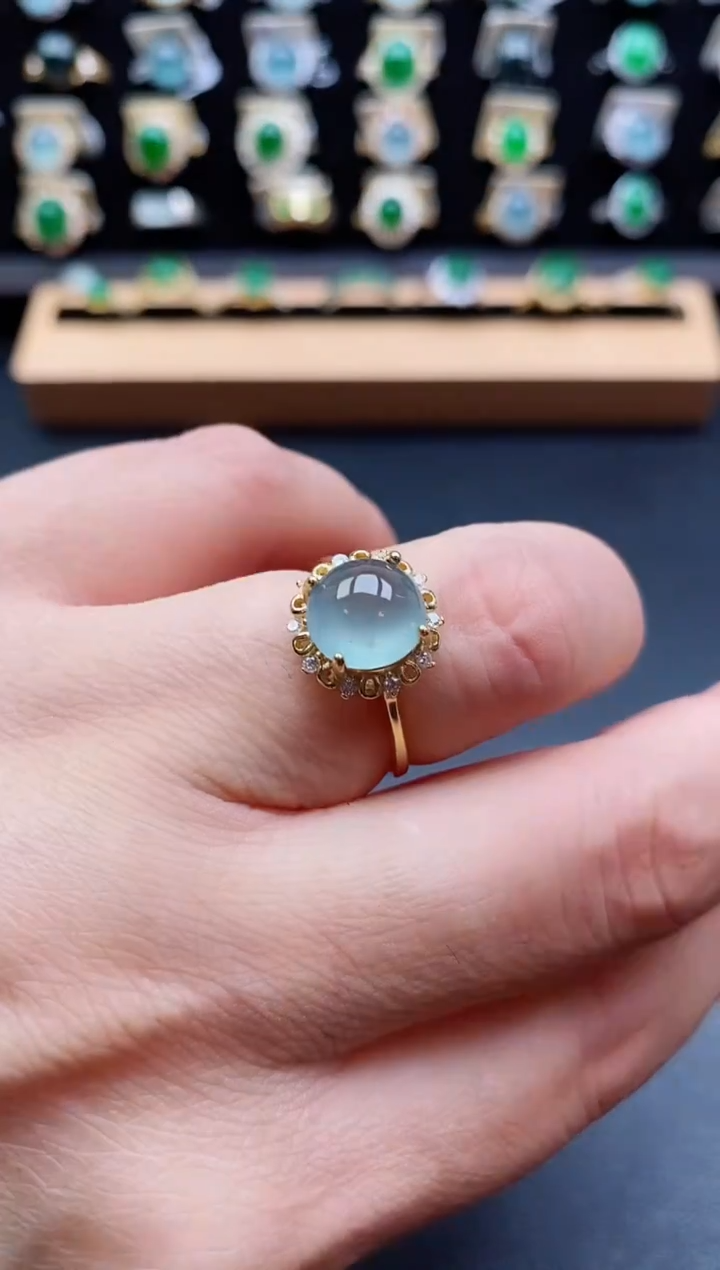 银S925镶嵌戒指翡翠1