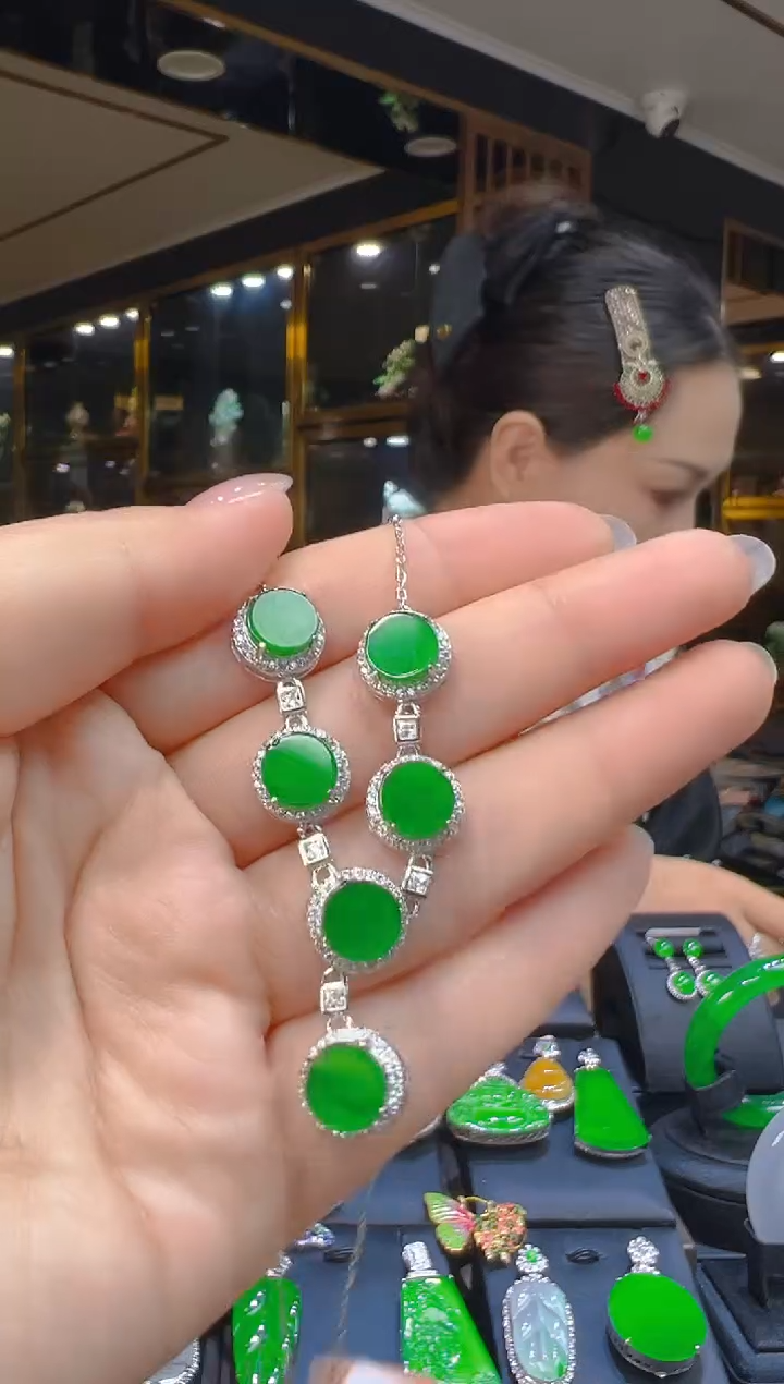 项链银S925镶嵌翡翠077(多样性发货发其一)